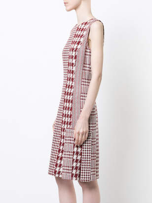 Oscar de la Renta patchwork houndstooth tweed dress