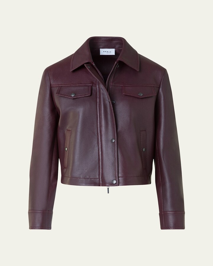 Akris Punto Zip-Front Perforated Leather Jacket