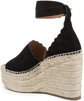 Thumbnail for your product : Chloé Lauren Scalloped Suede Espadrille Wedge Sandals