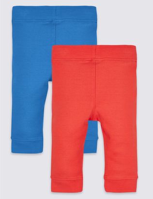 Marks and Spencer 2 Pack Cotton Ribbed Joggers with Stretch