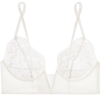 La Perla Blossoms Leavers Lace And Stretch-tulle Underwired Soft-cup Bra - White