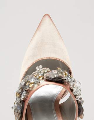 ASOS Design PAPAYA Bridal Embellished Heels-Beige