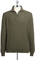 Thumbnail for your product : Black Brown 1826 Merino Wool Quarter Zip Mock Neck Pullover-BLACK-Small