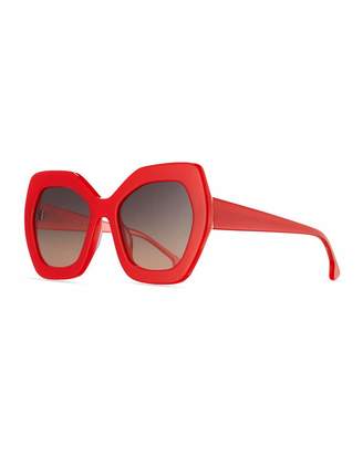 Alice + Olivia Dinah Chunky Geometric Sunglasses, Red