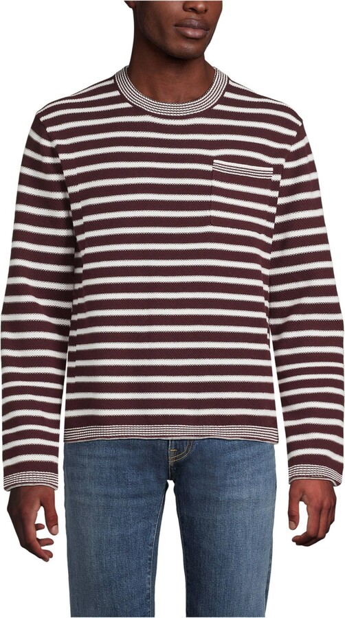 Lands' End Men's Long Sleeve Textured Cotton Crewneck Sweater