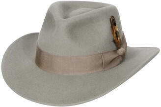 Jack&Arrow Cowboy Hat Men Black Wool Felt Western Outback Gambler Wide Brim Adjustable Sizes Crushable 