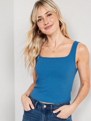 Old Navy Fitted Square-Neck Ultra-Cropped Rib-Knit Tank Top for Women