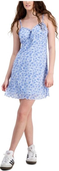 Hippie Rose HippieRoseWomensMeshFloralMiniDress,blue,X-Large
