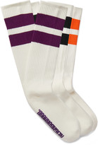 Thumbnail for your product : Neighborhood Three-Pack Logo-Print Striped Stretch Cotton-Blend Socks