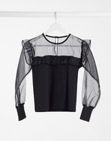 Thumbnail for your product : Influence blouse with organza frill sleeves in black