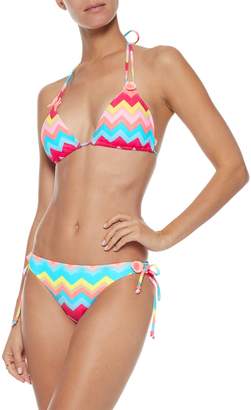 Seafolly Button-detailed Printed Triangle Bikini Top