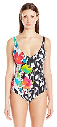Anne Cole Women's Growing Floral Engineered Over The Shoulder One Piece Swimsuit
