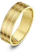 Thumbnail for your product : Theia Super Heavy Weight 5 mm Flat Shape Matt with Two Polished Grooves 9 ct Gold Gold Wedding Ring - P