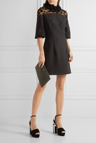 Thumbnail for your product : House of Holland Ruffled Crepe And Flocked Tulle Mini Dress - Black