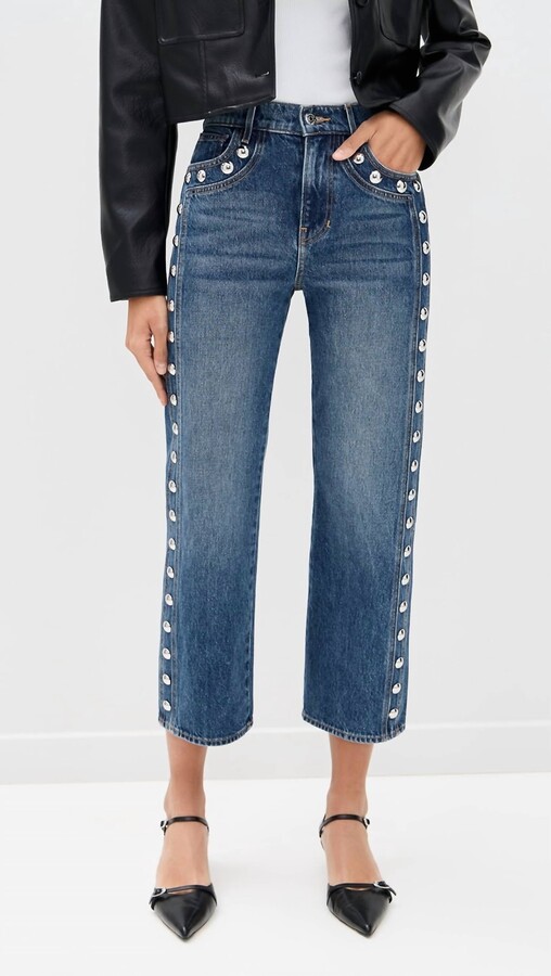 Veronica Beard Dylan Ankle High Rise Straight Leg Jeans In Stoned Serendipity