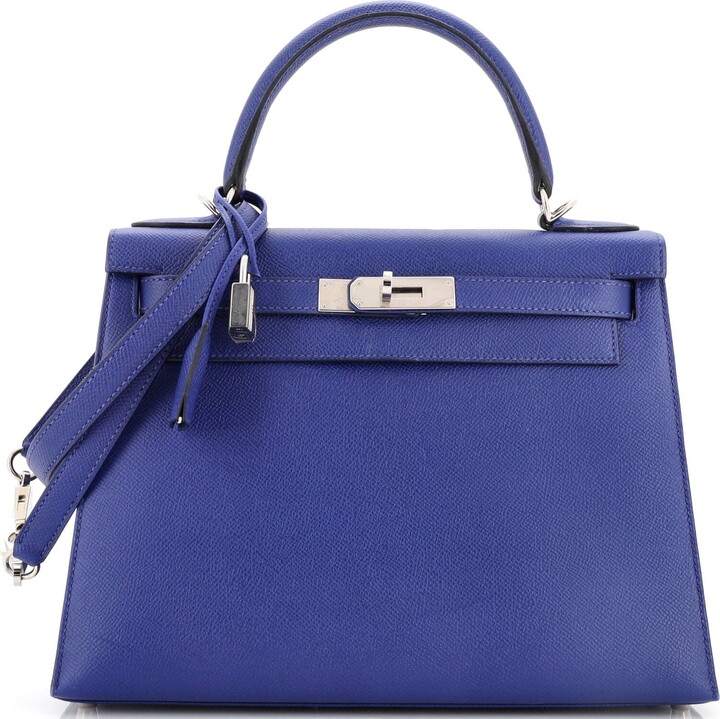 Hermes Kelly Handbag Bleu Electrique Epsom with Palladium Hardware 28 -  ShopStyle Shoulder Bags