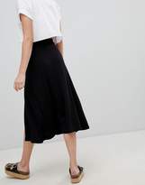 Thumbnail for your product : ASOS Design DESIGN midi skater skirt with split and poppers