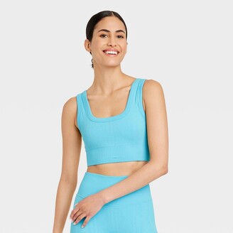 Women's Seamless Cable Knit Bra - JoyLab™ Sky Blue M - ShopStyle