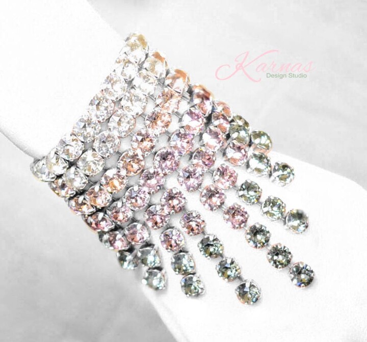 Etsy Dipped Waterfall Kds™ Bold Statement Bracelet 8mm K.d.s. Premium Crystal Antique Silver Karnas Design Studio™