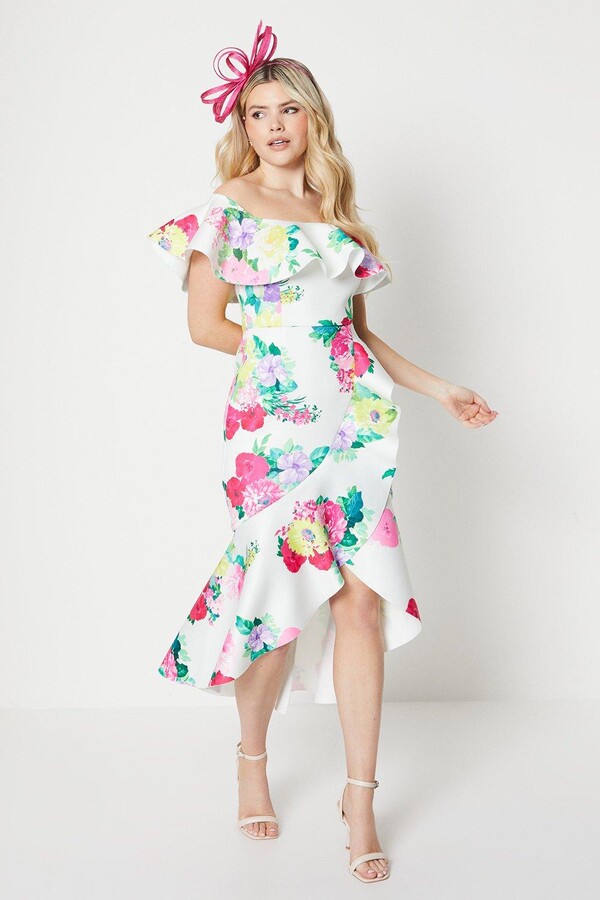 Debut London by Coast Floral Scuba Bardot Dress ShopStyle