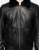 Thumbnail for your product : Nudie Jeans Leather Pilot Jacket Tjalle Detatchable Faux Fur Collar