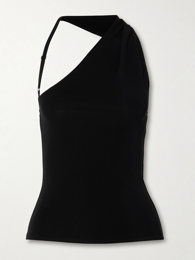 Courreges Asymmetric Cutout Stretch-crepe Tank - Black