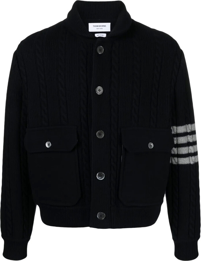 Thom Browne 4-Bar stripe cable-knit jacket