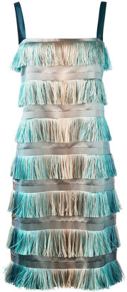Alberta Ferretti tiered fringe dress