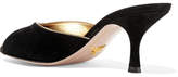 Thumbnail for your product : Prada Logo-embellished Suede Mules - Black