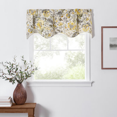 Ellis Curtain Regency Floral Cotton Scalloped 50'' W Window Valance