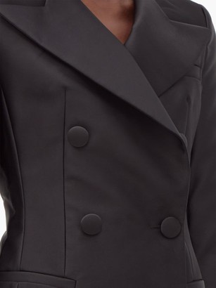 Rasario Double-breasted Satin Blazer Mini Dress - Black