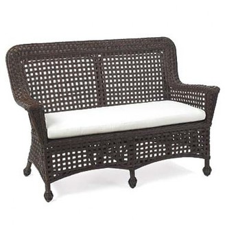 The Well Appointed House Wicker Riviera Settee with Cushion in Variety Colors
