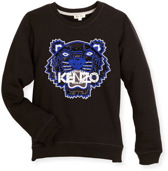 Kenzo Cotton Logo Pullover Sweatshirt, Black, Size 6