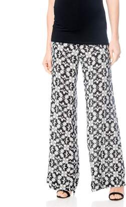 A Pea in the Pod Wide Leg Cropped Challis Pant Navy Print