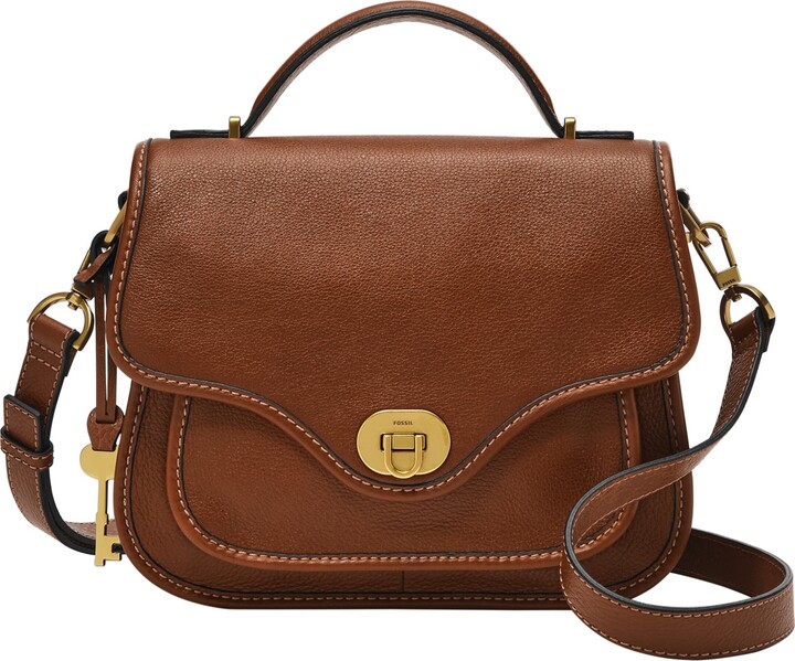 Fossil Women's Heritage Leather Top Handle Crossbody Purse Handbag