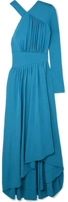 Givenchy Asymmetric Gathered Stretch-crepe Gown - Blue