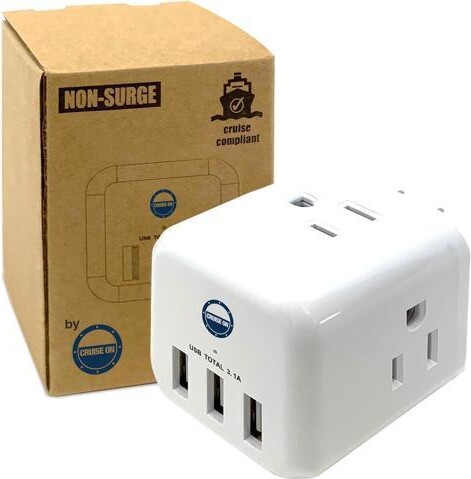 PISKEKAT Cruise Approved Power Strip Non Surge Protector for Cruise Ship Multi Plug, 6 Outlets, 3 USB & 3 AC Outlet for Carnival, Celebrity, Princess,...