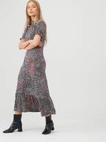 Thumbnail for your product : Very Ruffled High Neck Printed Dress - Black/Floral