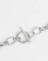Thumbnail for your product : ASOS Design DESIGN necklace with oversized hardware link design in silver tone