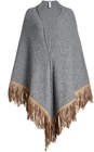 Hair-agnona fringed cape with wool and camel hair