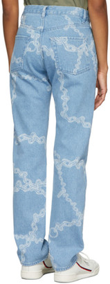 Aries Blue Lilly Chain Print Jeans