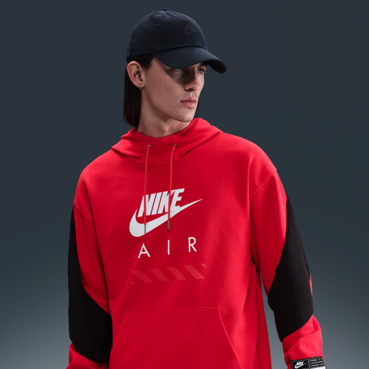 Nike Men's Air Fleece Pullover Hoodie in Red | HJ0273-657
