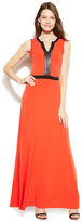 Thumbnail for your product : Calvin Klein Faux-Leather-Trim Maxi Dress