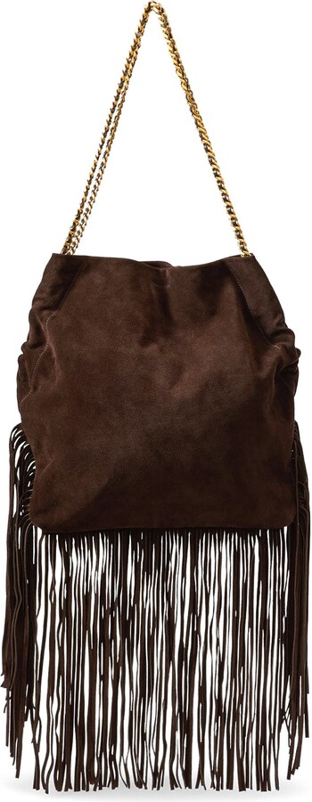 Veronica Beard Large Slouch Fringe Suede Shoulder Bag