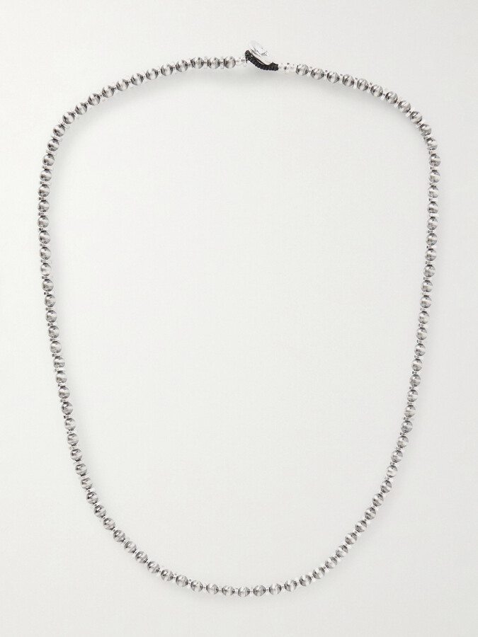 Mikia Silver Hematite Beaded Necklace