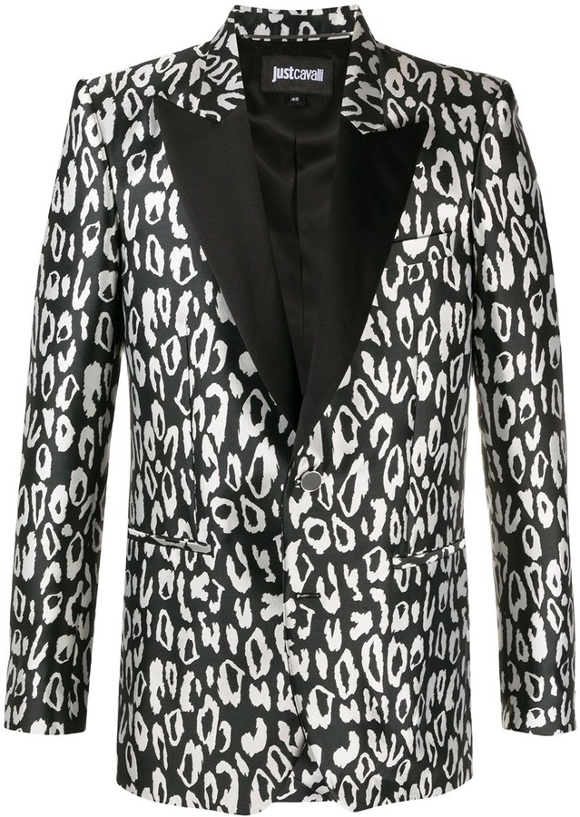 black printed tuxedo jacket
