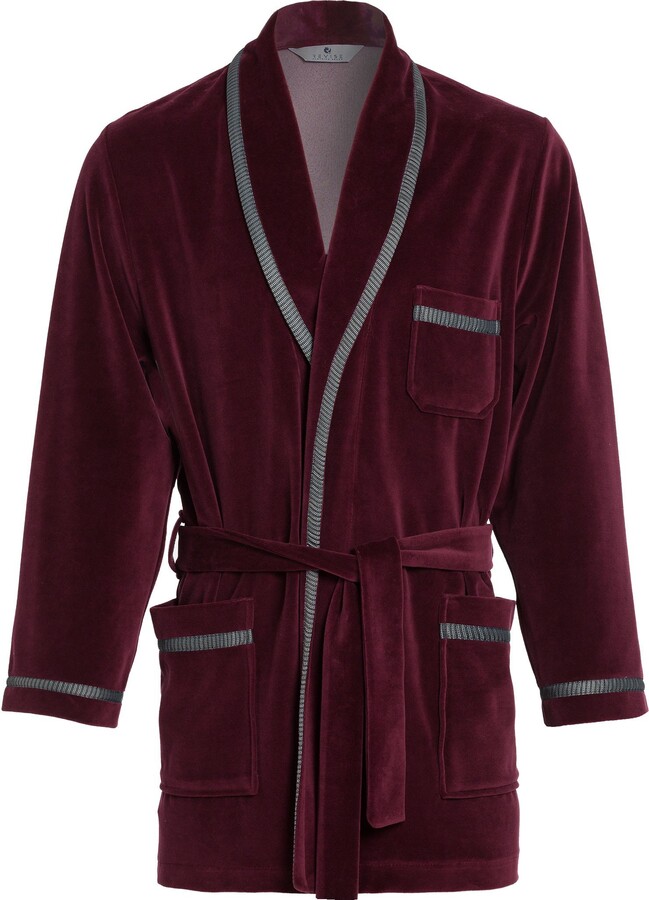 Revise RE117 Short Dressing Gown Smoking Jacket Burgundy red 4XL