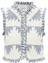 Thumbnail for your product : Sea Gloucester Patchwork-gingham Quilted Cotton Gilet - Blue White