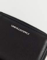 Thumbnail for your product : ASOS Design DESIGN faux leather mini zip around wallet in black with emboss