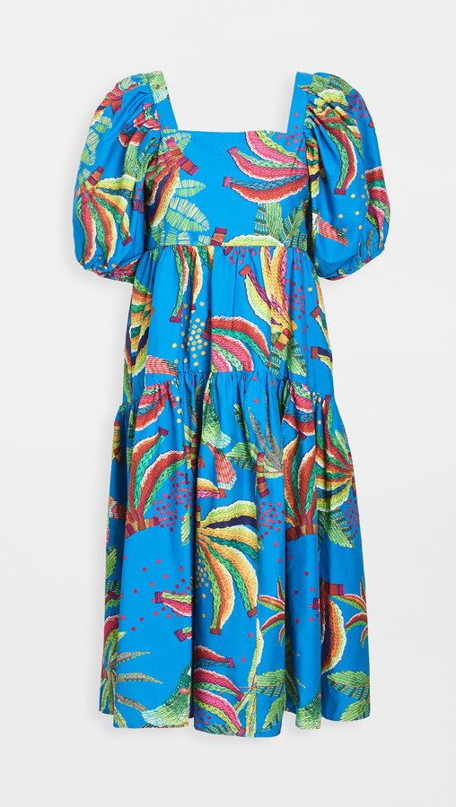 Farm Rio Blue Banana Midi Dress ShopStyle